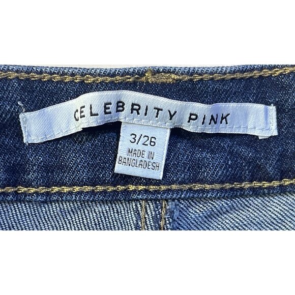 Celebrity Pink Size 3/26 Hi-Rise Festival Denim Shorts With Frayed Hem - Picture 10 of 11